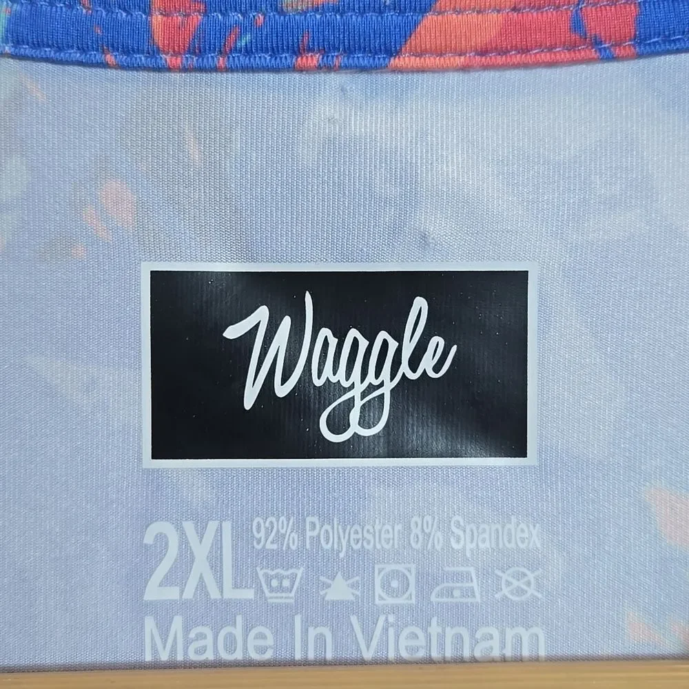 Waggle Men's Clubhouse King Golf Polo Shirt 2XL Lion Tropical Print Short Sleeve - Picture 4 of 10